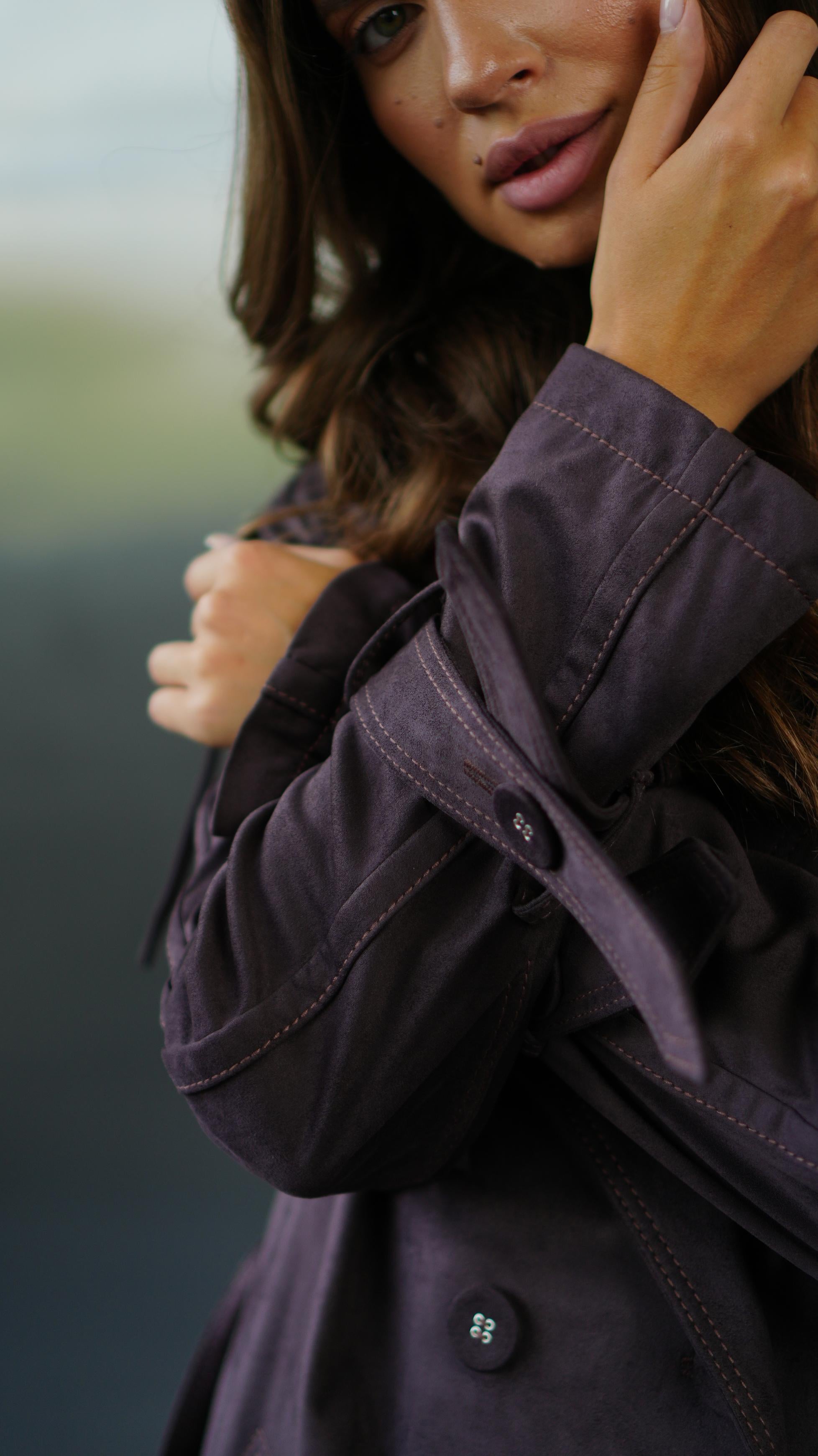 Замшевий тренч Chocolate