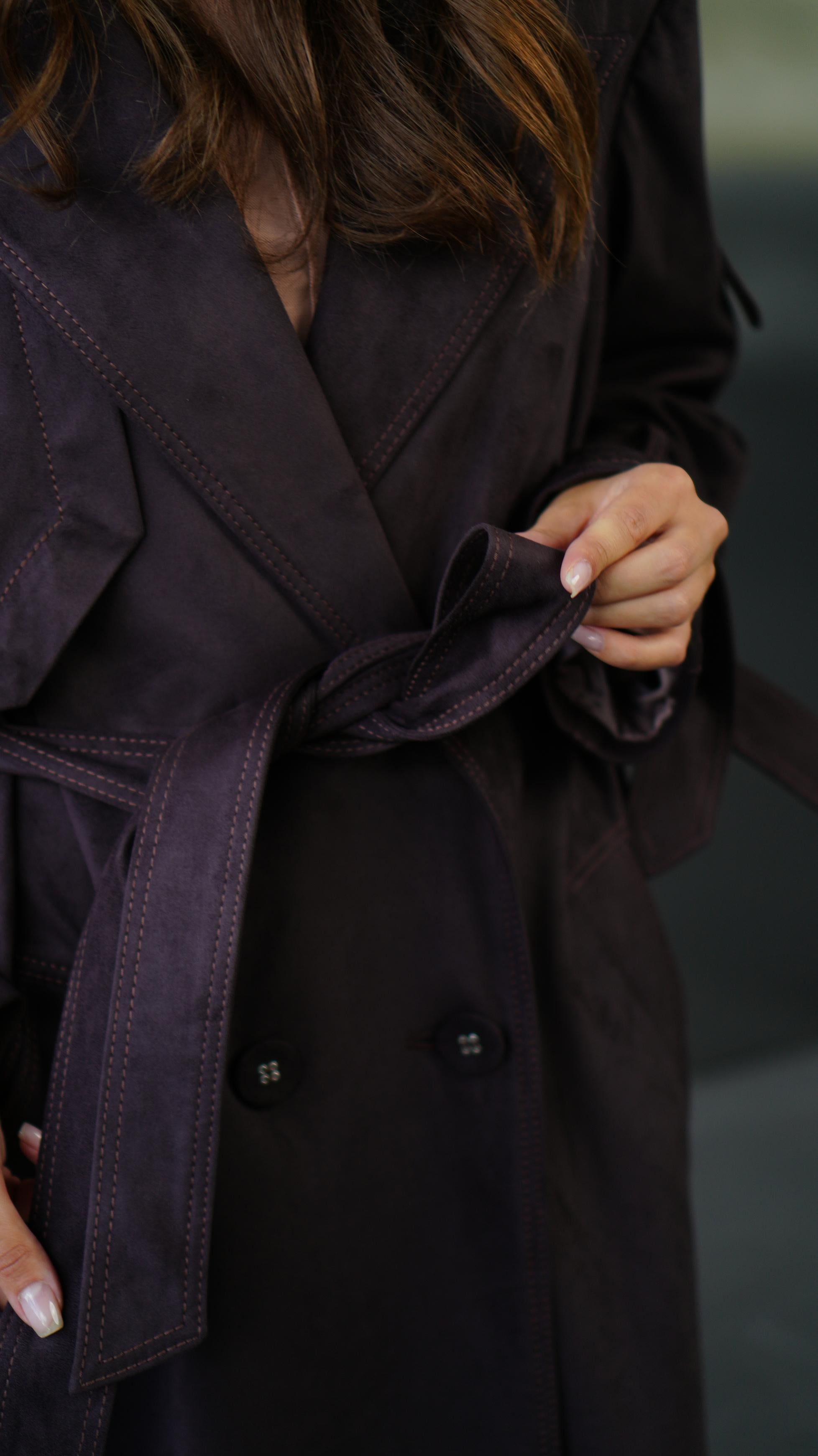 Замшевий тренч Chocolate