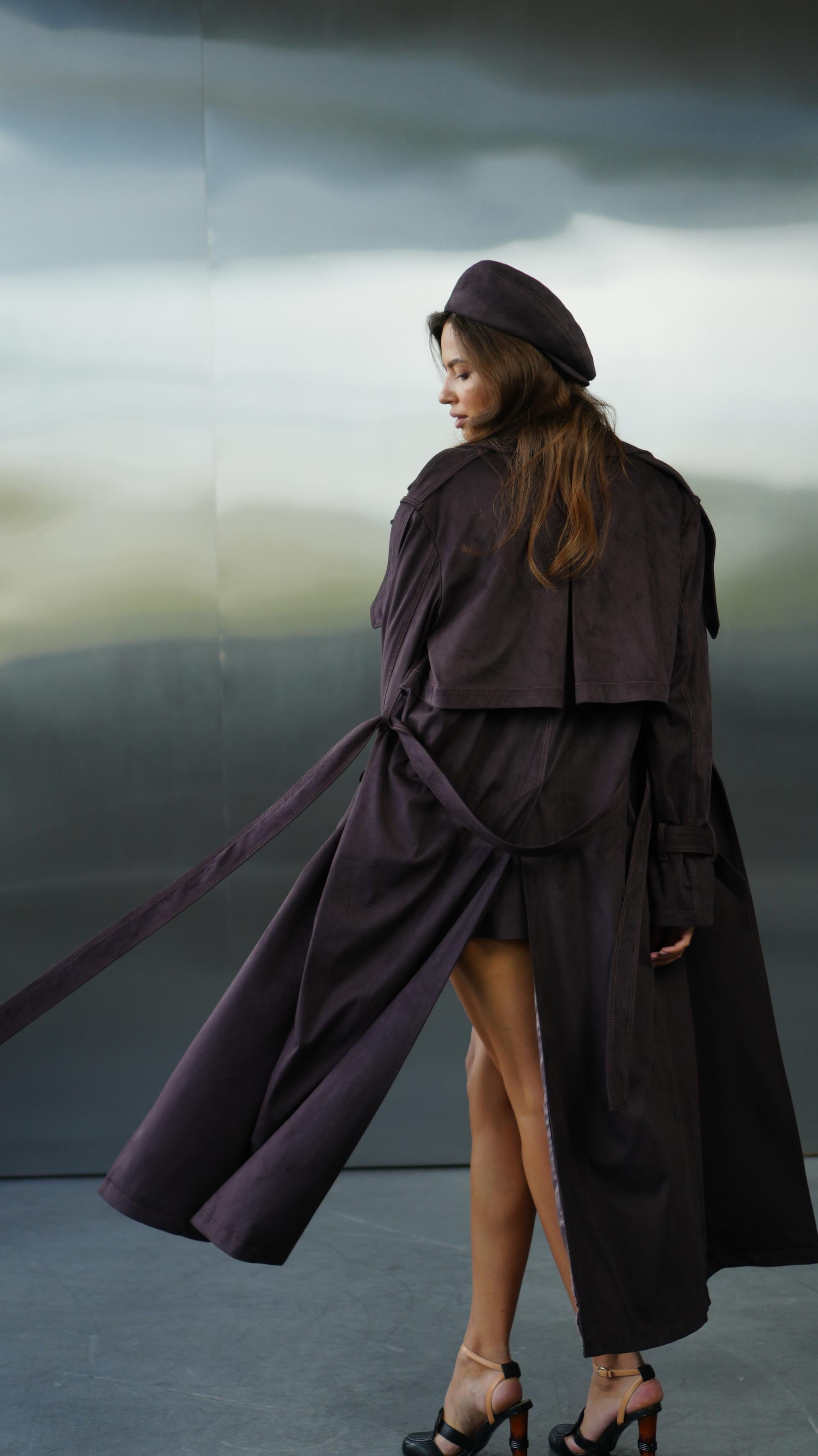 Замшевий тренч Chocolate